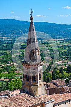 Old church dome and valley view in Saint Saturnin Les Apt