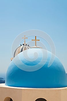 Old church domes in Santorini