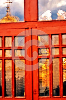 Old church door. Architecture of Trinity Sergius Lavra, Sergiev Posad, Moscow region, Russia.