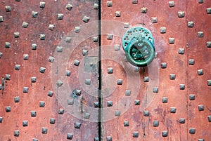Old church door handle detail shot