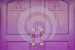 Old church entrance doors in Europe. Religion and spirituality concept