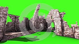Old Church Explosion Destruction Debris Green Screen 3D Renderings Animations Action Movie