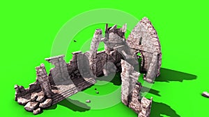 Old Church Explosion Destruction Debris Green Screen Top 3D Renderings Animations Action Movie