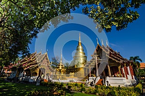 Old Church and golden pagoda at phra singh temple