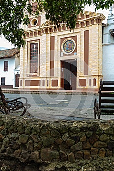 Old church from main plaza in a town