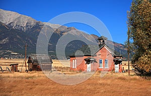 Old church in the middle of prairie landscape in Colorado photo