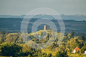 Old Church Ruin On A Hill Landscape.