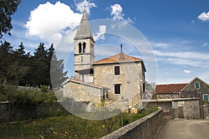 Old church of saint Kuzma and Damjan in Dracevica vilage in island Brac Croatia