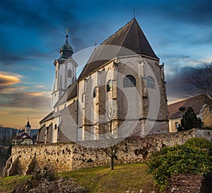 Old church in village of Emmersdorf at the beginning of the Wachau Valley, Austria