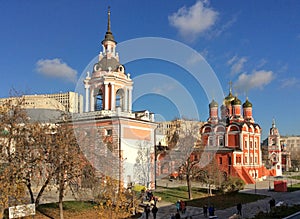 Old churches in Zaryadie park, Moscow
