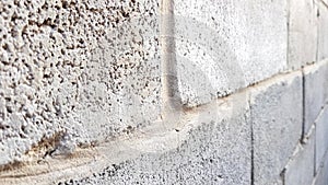 Old cinder block wall, close up