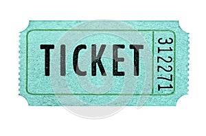 Old cinema movie raffle ticket isolated white