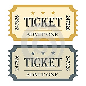 Old cinema ticket vector icons