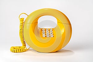 Old Circular Retro Telephone, one piece rotary dial on bottom