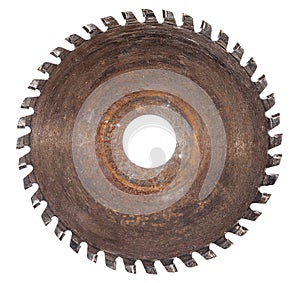 Old circular saw blade for wood work isolated