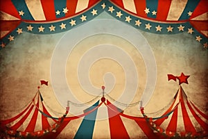Old circus style poster. Sunlight retro background. Magic Sun beam ray pattern background. Old paper starburst. Pale red