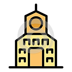 Old city building icon vector flat