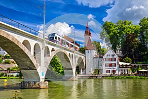 Old city center of Bremgarten, Aargau, Switzerland.