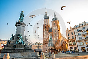 Old city center view in Krakow photo