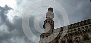 Old city Charminar in Hyderabad Tourism black cloud