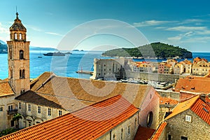 Old city of Dubrovnik panorama from the city walls,Croatia