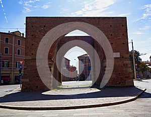 The old city gate of Maggiore or Mazzini in Bologna Porta Maggiore o Porta Mazzini. Bologna, Emilia Romagna, Italy photo