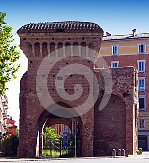 The old city gate of Zamboni or San Donato in Bologna Porta Zamboni o Porta San Donato. Bologna, Emilia Romagna, Italy photo