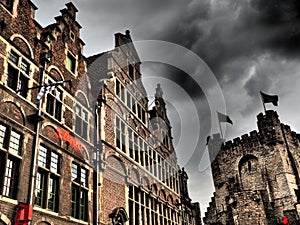 The old city of Gent in Belgium at summer time