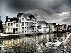 The old city of Gent in Belgium at summer time