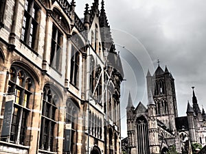 The old city of Gent in Belgium at summer time