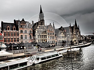 The old city of Gent in Belgium at summer time