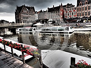 The old city of Gent in Belgium at summer time