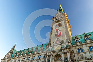 Old City Hall on Rathausmarkt in Hamburg. Hamburg, Germany