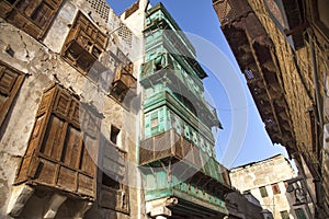 Old city in Jeddah, Saudi Arabia known as Historical Jeddah. Ancient building in UNESCO world heritage historical village Al Balad photo