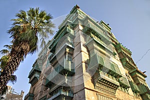 Old city in Jeddah, Saudi Arabia known as Historical Jeddah. Ancient building in UNESCO world heritage historical village Al Balad photo