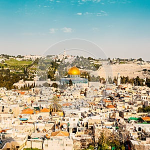 Old city Jerusalem. View from Lutheran Church of the Redeemer.