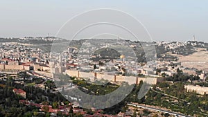 The old City of Jerusalem walls Aerial View
