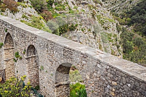 Old city. Sunny view of ruins of citadel in Stari Bar town near Bar city, Montenegro