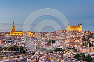 The old city of Toledo in Spain at dusk