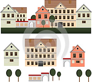 Old city vector illustration in flatten style