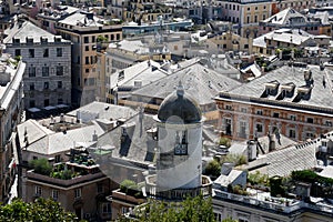 Old City from viewpoint at Spianata di Castelletto, Genoa, Italy photo