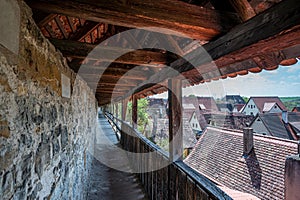 Old city wall in Rothenburg ob der Tauber, Germany