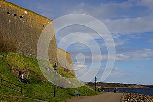Old city wall of Varberg Sweden