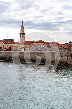 Old city walls of Budva along the Adriatic coast, Montenegro