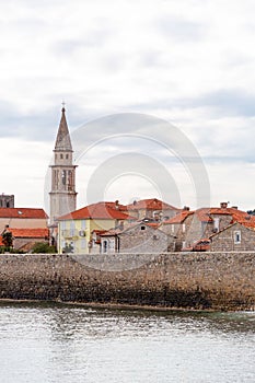 Old city walls of Budva along the Adriatic coast, Montenegro