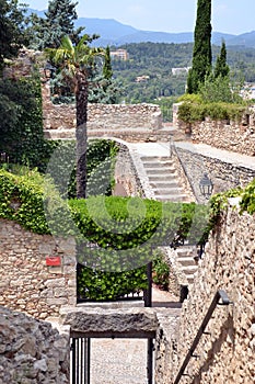 Old city walls of Girona, Catalonia, Spain