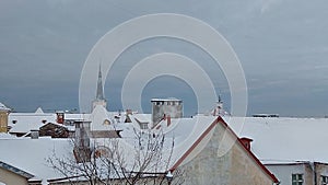 Old City winter Tallinn Christmas time  holiday mood middle ages medieval view