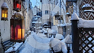 Old City winter Tallinn Christmas time  holiday mood middle ages medievallattern