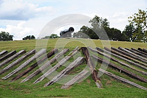 Old Civil War era Cannon atop a military fort.