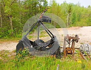 An old clamshell bucket used in the mining industry